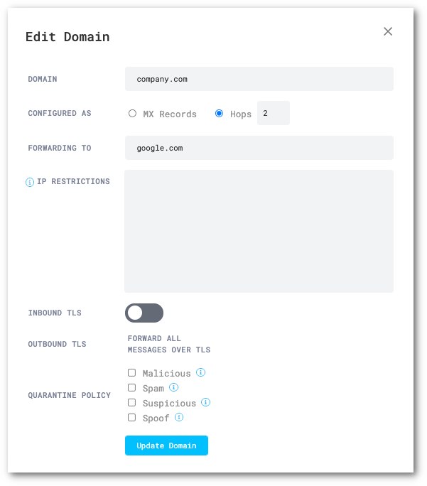 Go to Domain to verify Cloud Email Security&rsquo;s hop position